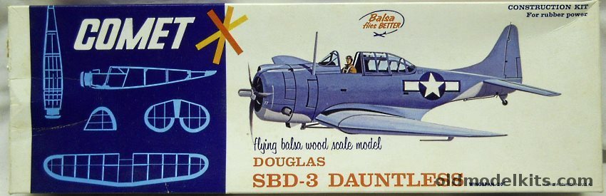 Comet Douglas SBD-3 Dauntless - 20 inch Wingspan Flying Balsa Airplane Model, 3401-150 plastic model kit